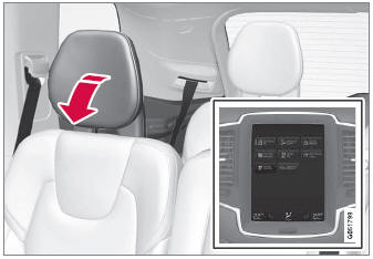 Volvo XC90. Adjusting the second row head restraints