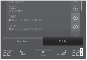 Volvo XC90. Deleting preconditioning timer settings