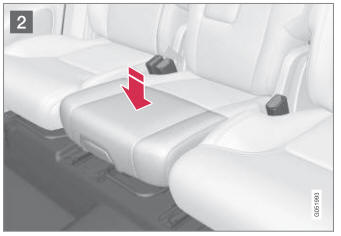 Volvo XC90. Folding down the integrated booster cushion