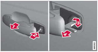 Volvo XC90. Locking and unlocking with detachable key blade