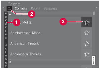 Volvo XC90. Managing the phone book