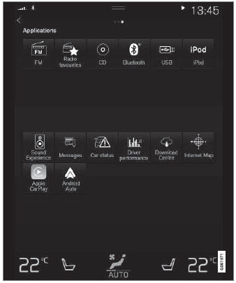 Volvo XC90. Navigating in the center display's views