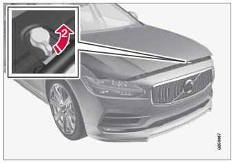 Volvo XC90. Opening and closing the hood