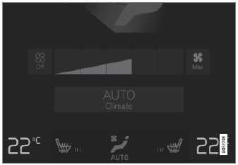 Volvo XC90. Setting the temperature for the front seats