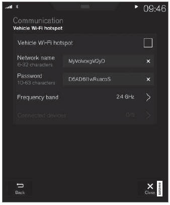 Volvo XC90. Sharing Internet from the vehicle via Wi-Fi hotspot (tethering)