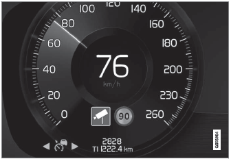 Volvo XC90. Speed limit and speed camera warnings from Road Sign Information