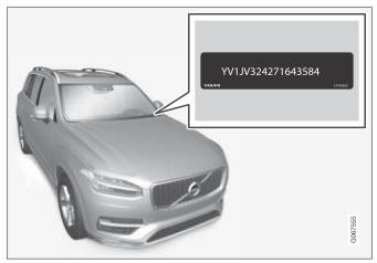 Volvo XC90. Viewing the Vehicle Identification Number (VIN)